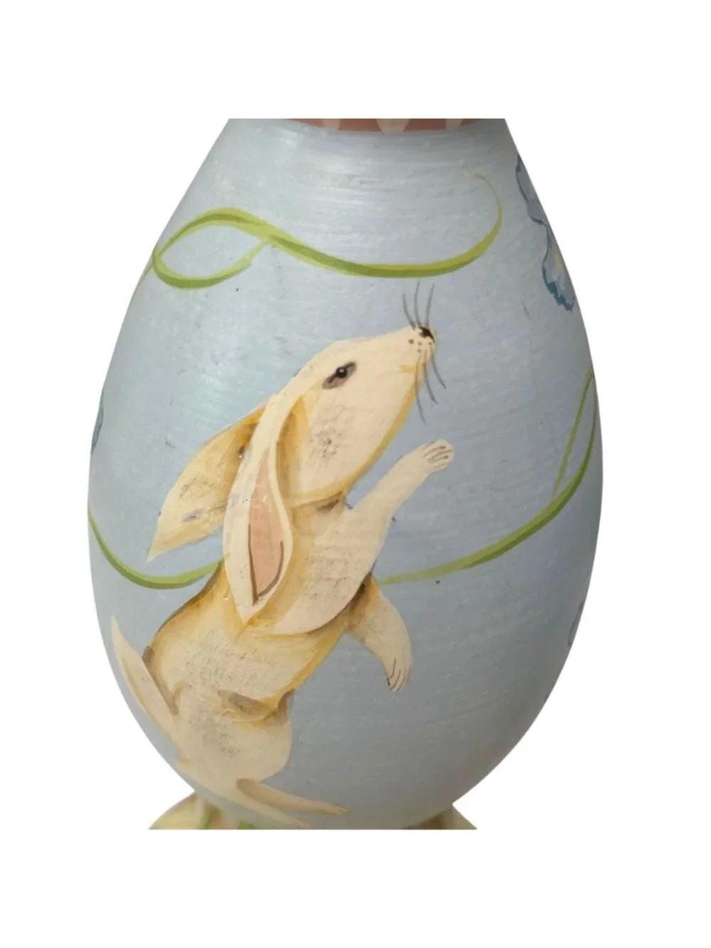 Tracy Porter Bunny Candlesticks Pair Hand Painted Wood Easter Cottage Decor 9.75